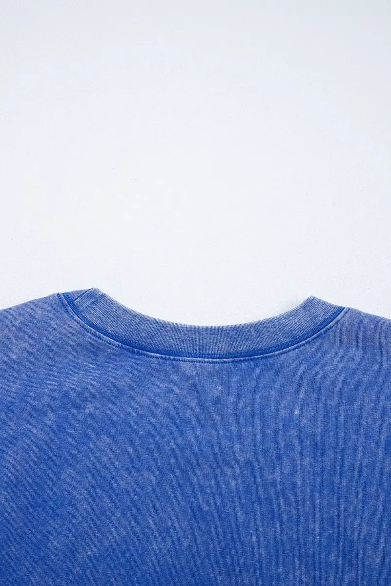 Ashleigh Blue Acid Wash Star Patched Rolled Trim Pants Set - Love Salve